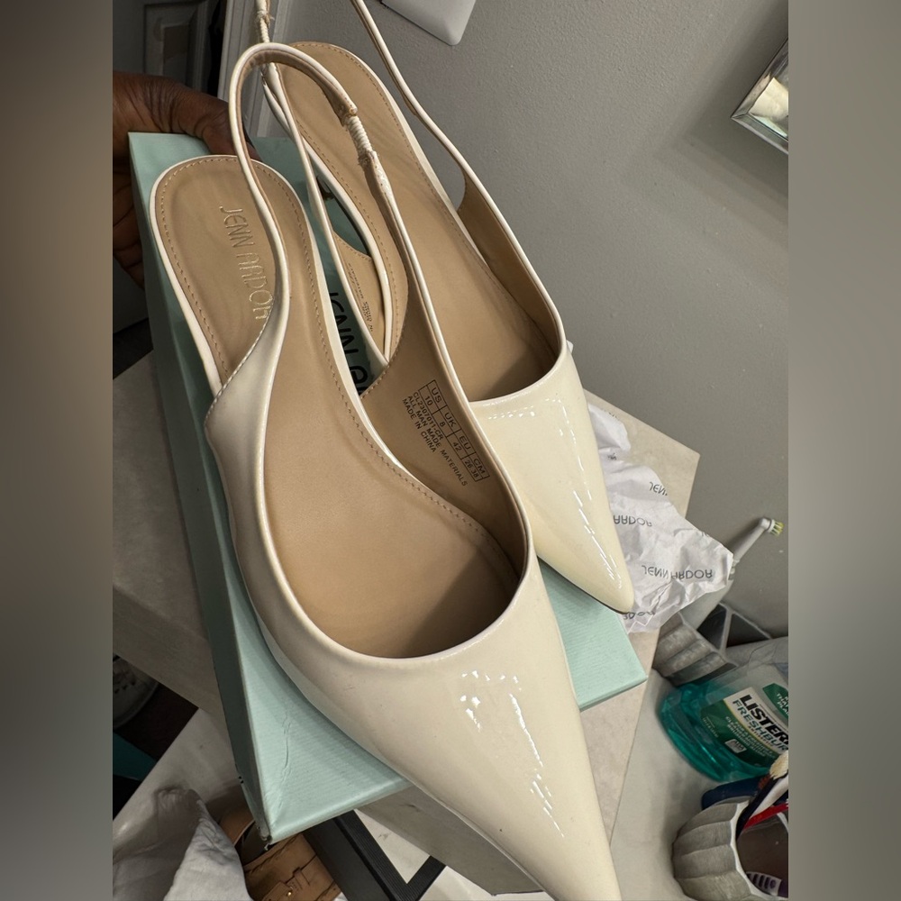 Cream Heels with Slingback Design